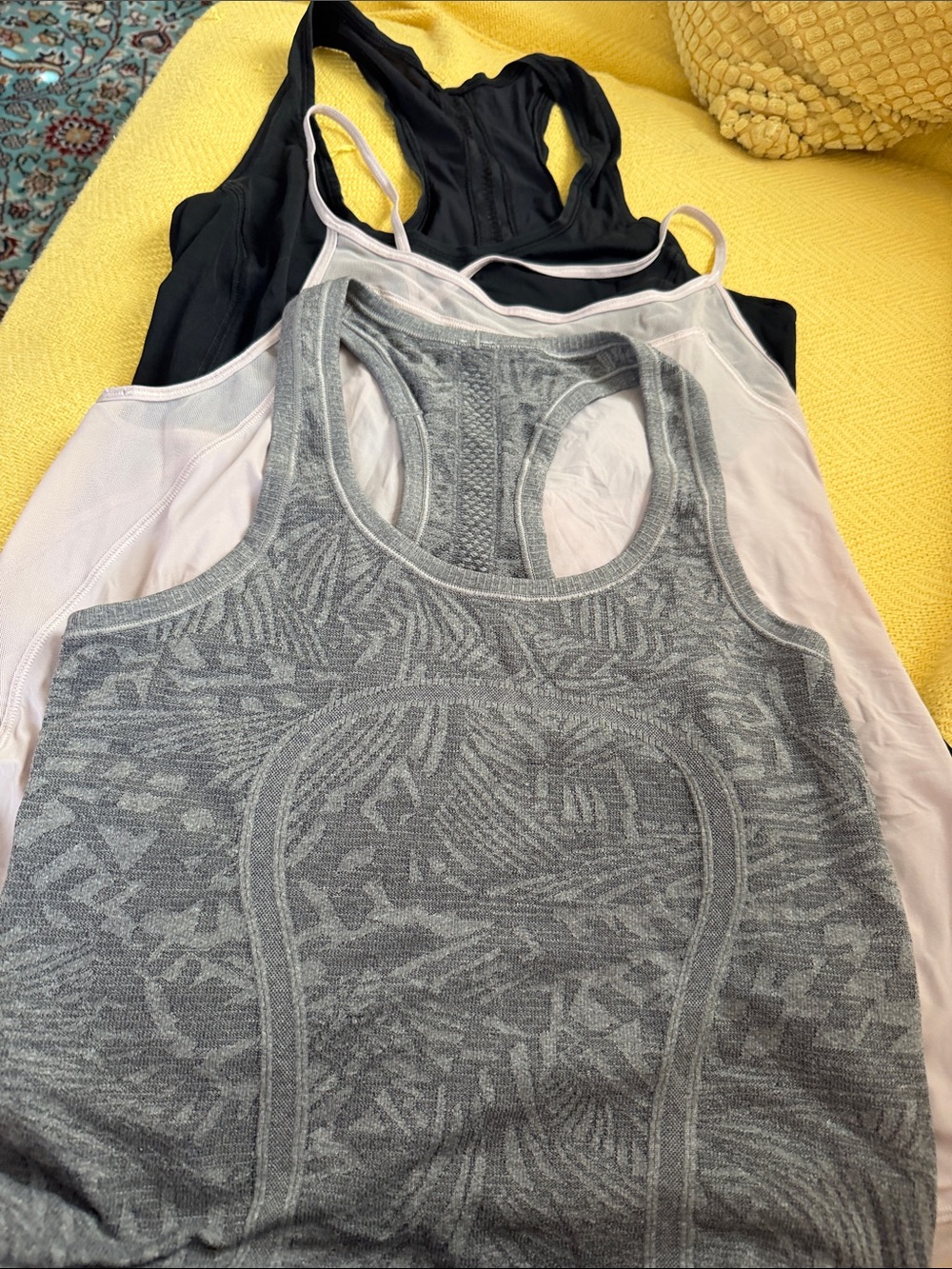 lululemon athletica Racerback Tank Tops - Gray, Black & Light Pink